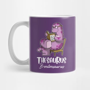 Thesaurus - Brontosaurus Reading book on the chair Mug